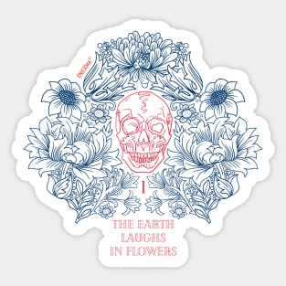 Skull flowers Blue/red edition Sticker